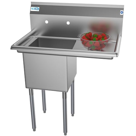 Koolmore 1 Compartment Stainless Steel NSF Commercial Kitchen Prep & Utility Sink with Drainboard SA151512-15R3